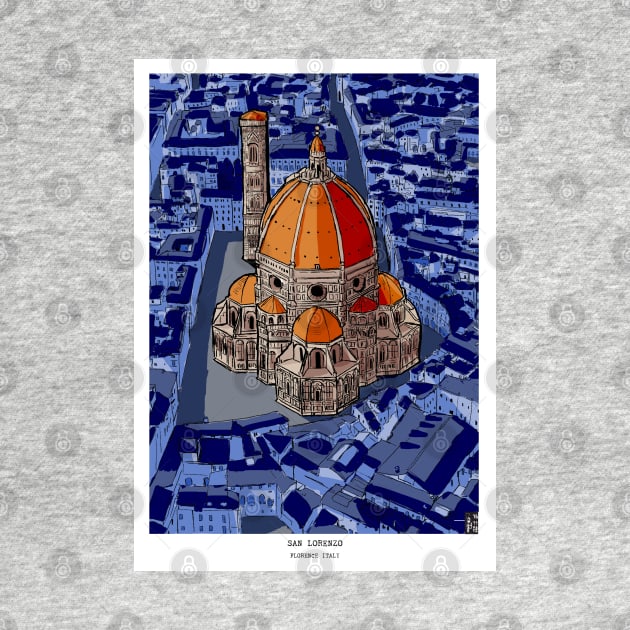 San Lorenzo Florence Italy Illustration by Wall-Art-Sketch